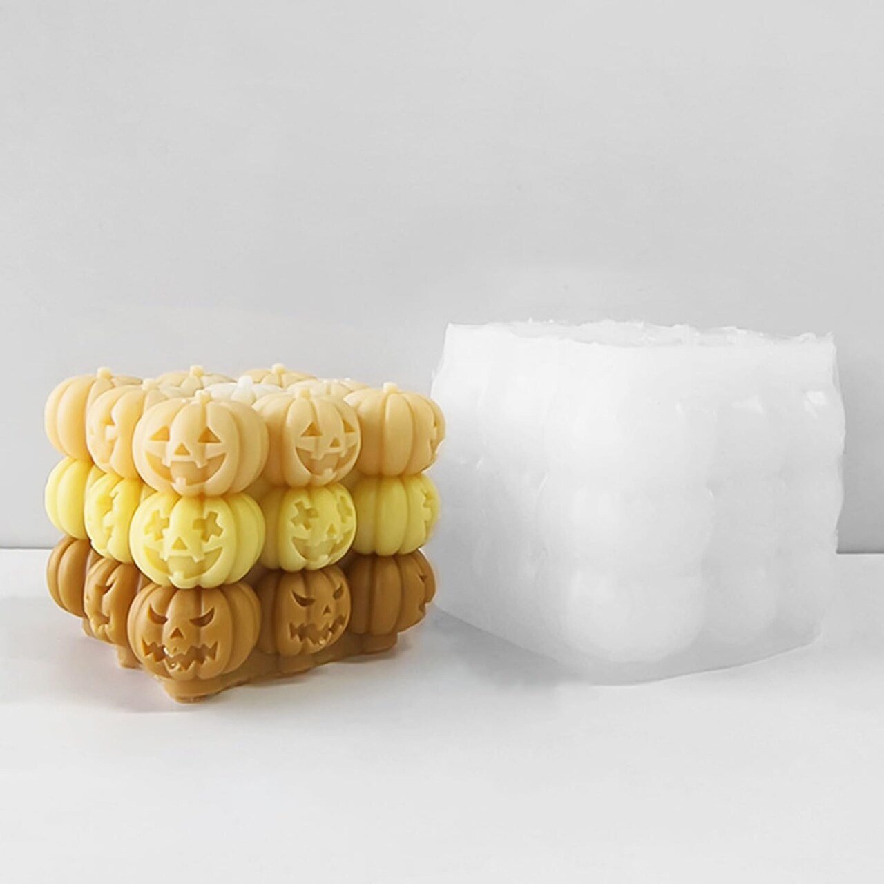 Silicone Halloween Bubble Cube Candle Molds(pumpkin bubble cube candle mold)2.56 x 2.56 x 2.56 inches